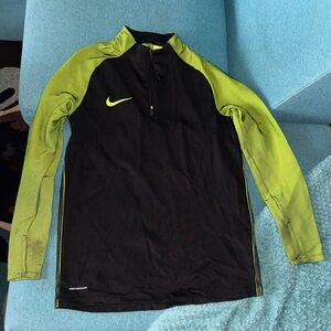 Nike AeroSwift Quarter Zip Long Sleeve Running Shirt Black Neon Green